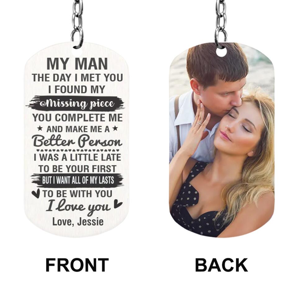 The Day I Met You I Found My Missing Piece - Personalized Keychain Custom Photo - Gifts For Husband, Boyfriend, Lovers