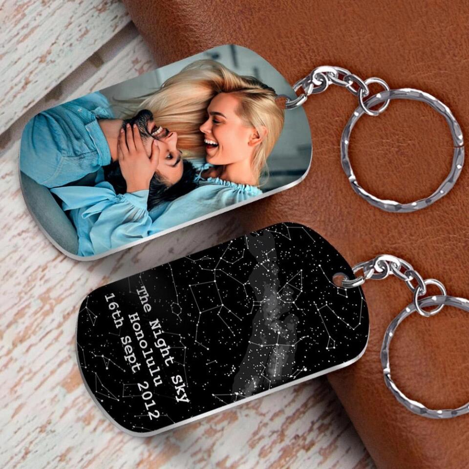 The Night Sky - Personalized Keychain - Custom Map & Date