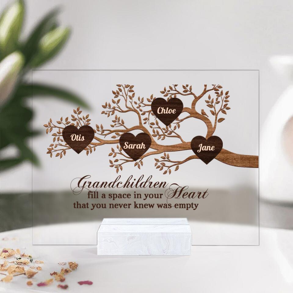 Grandchildren Fill A Space In Your Heart - Personalized Acrylic Plaque - Family Gift