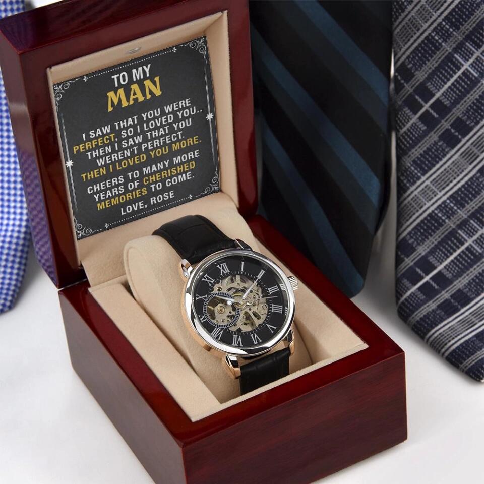Cheers to Many More Years of Memories to Come, Anniversary Gifts for Him, Personalized Men's Watch