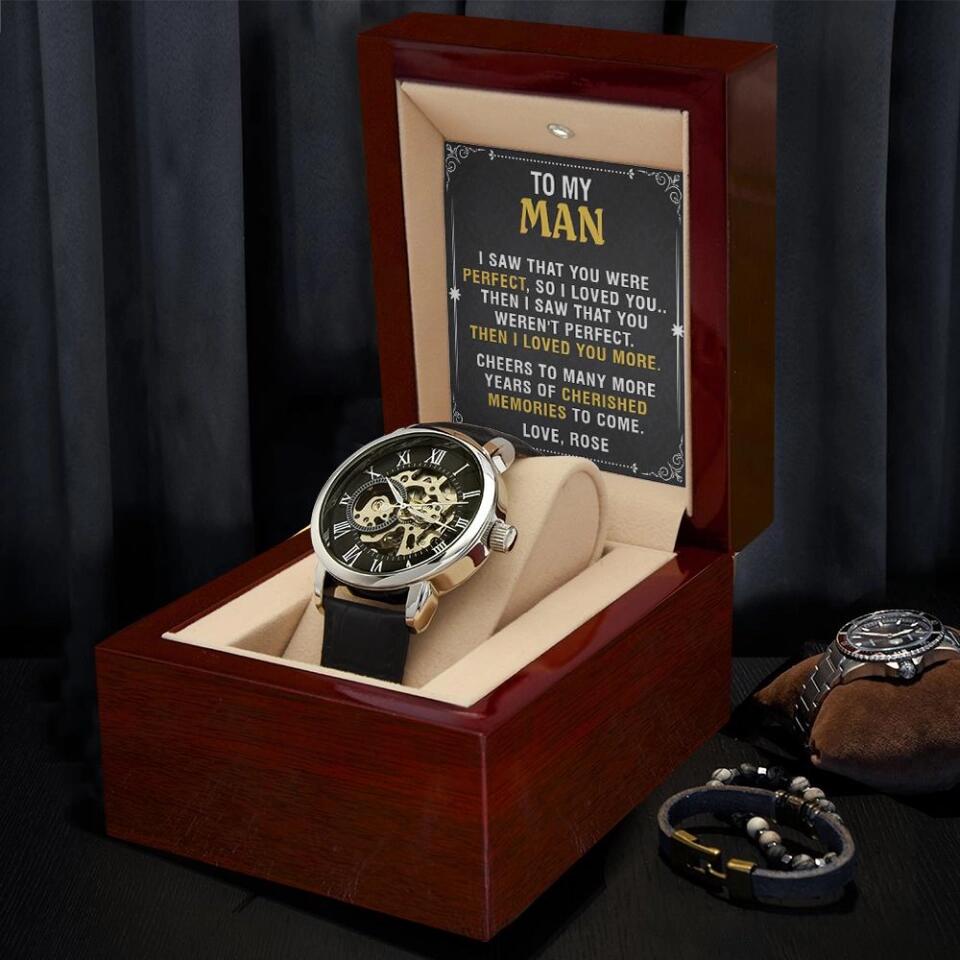 Cheers to Many More Years of Memories to Come, Anniversary Gifts for Him, Personalized Men's Watch