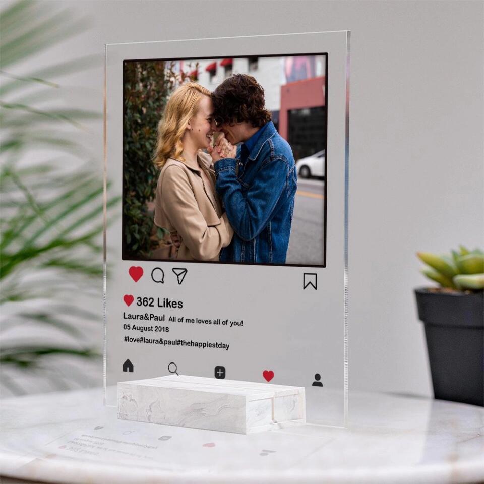 Instagram Style Anniversary Gift - Gift For Boyfriend Girlfriend Married Couples On Anniversaries Birthdays Valentine - Personalized Acrylic Plaque - 209IHPTHAP164