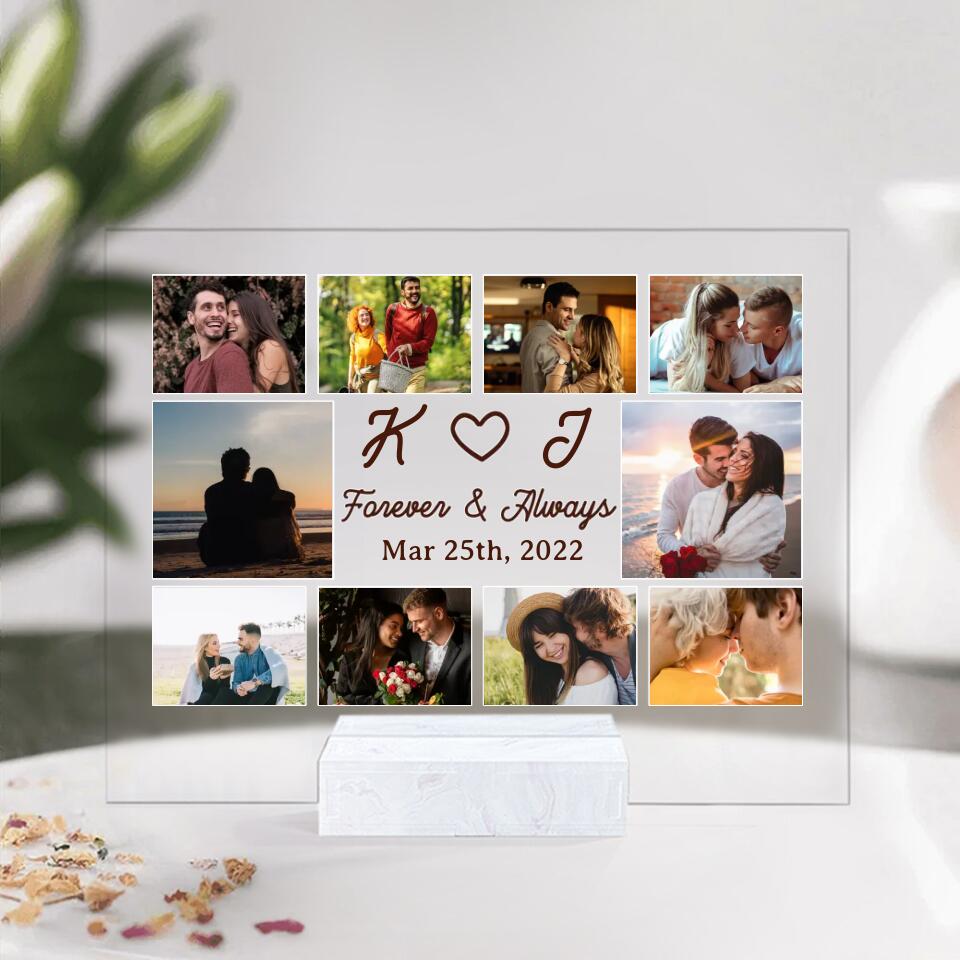 Forever And Always - Personalized Acrylic Plaque - Custom First Letter & Date