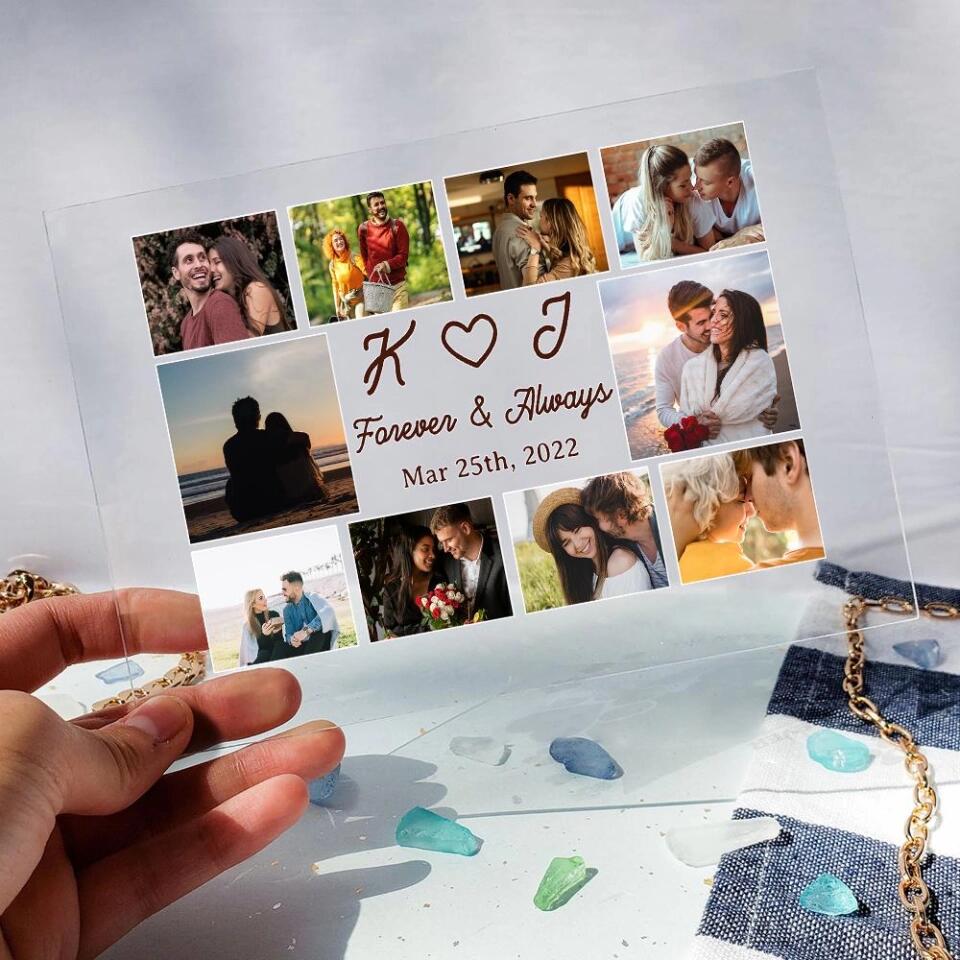 Forever And Always - Personalized Acrylic Plaque - Custom First Letter & Date