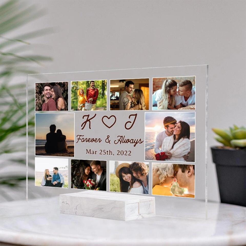 Forever And Always - Personalized Acrylic Plaque - Custom First Letter & Date