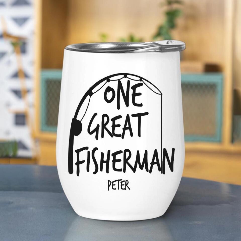 One Fisherman And Best Catch Of His Life, Personalized 12oz Tumbler, Funny Couple Gift, for Fishing Lovers