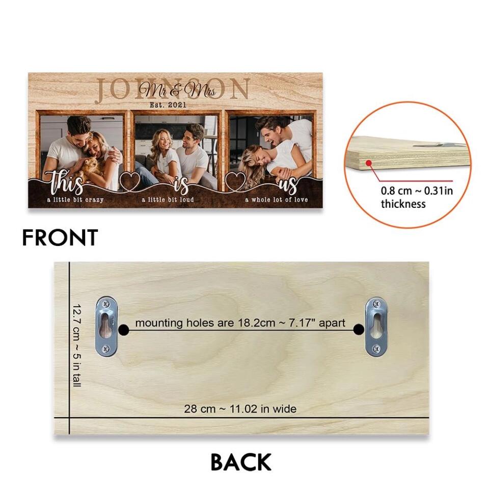 Personalized Valentine Gifts - This Is Us Mr and Mrs - Personalized Wall Art Decor Rectangle Wood Sign - Gift for Wife, Husband