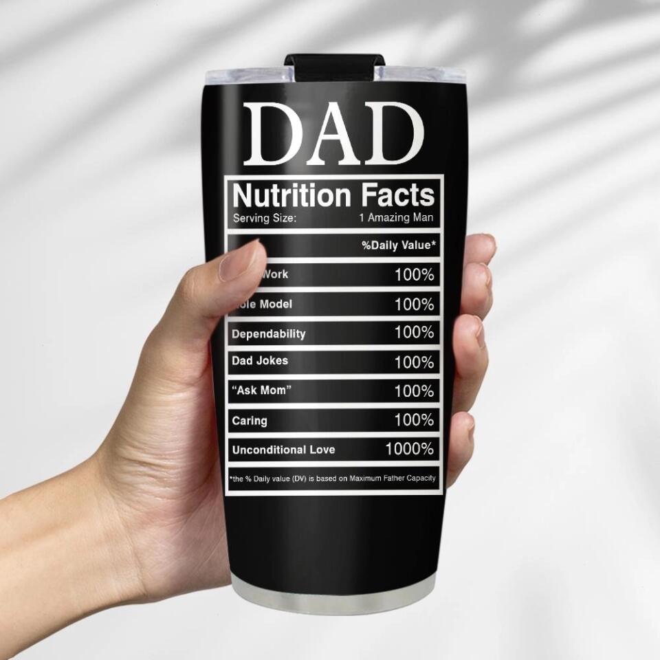 Dad Nutrition Facts Personalized Tumbler