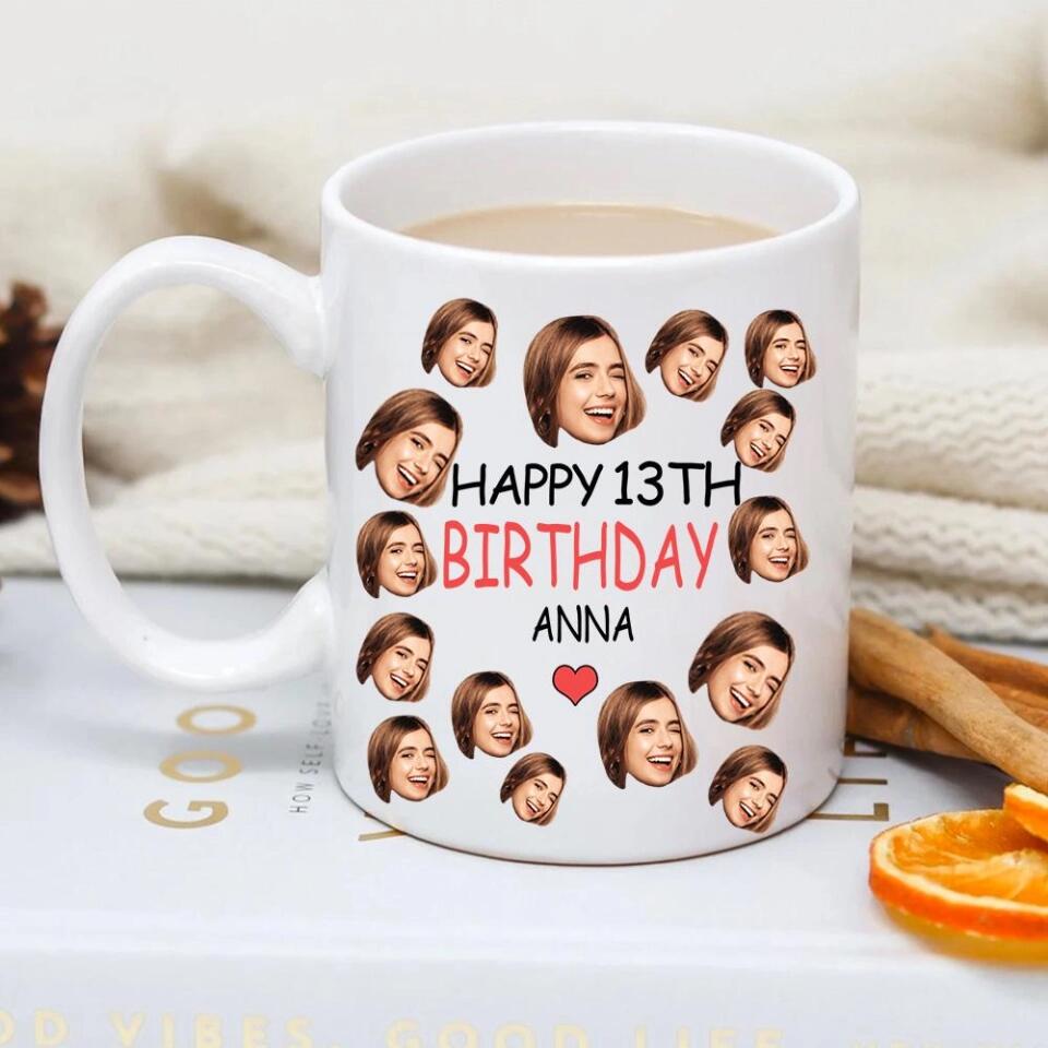 Happy Birthday Custom Funny Face - Personalized Mug - Gift For Her/Him