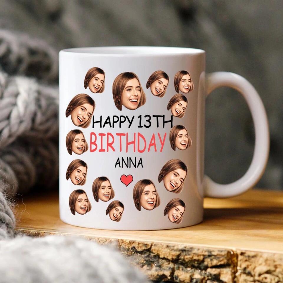 Happy Birthday Custom Funny Face - Personalized Mug - Gift For Her/Him