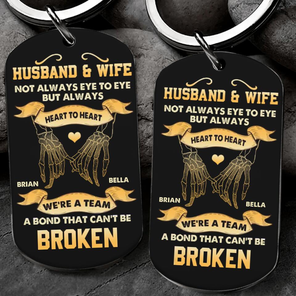 Husband And Wife, Not Always Eye To Eye But Always Heart To Heart - Personalized Keychain
