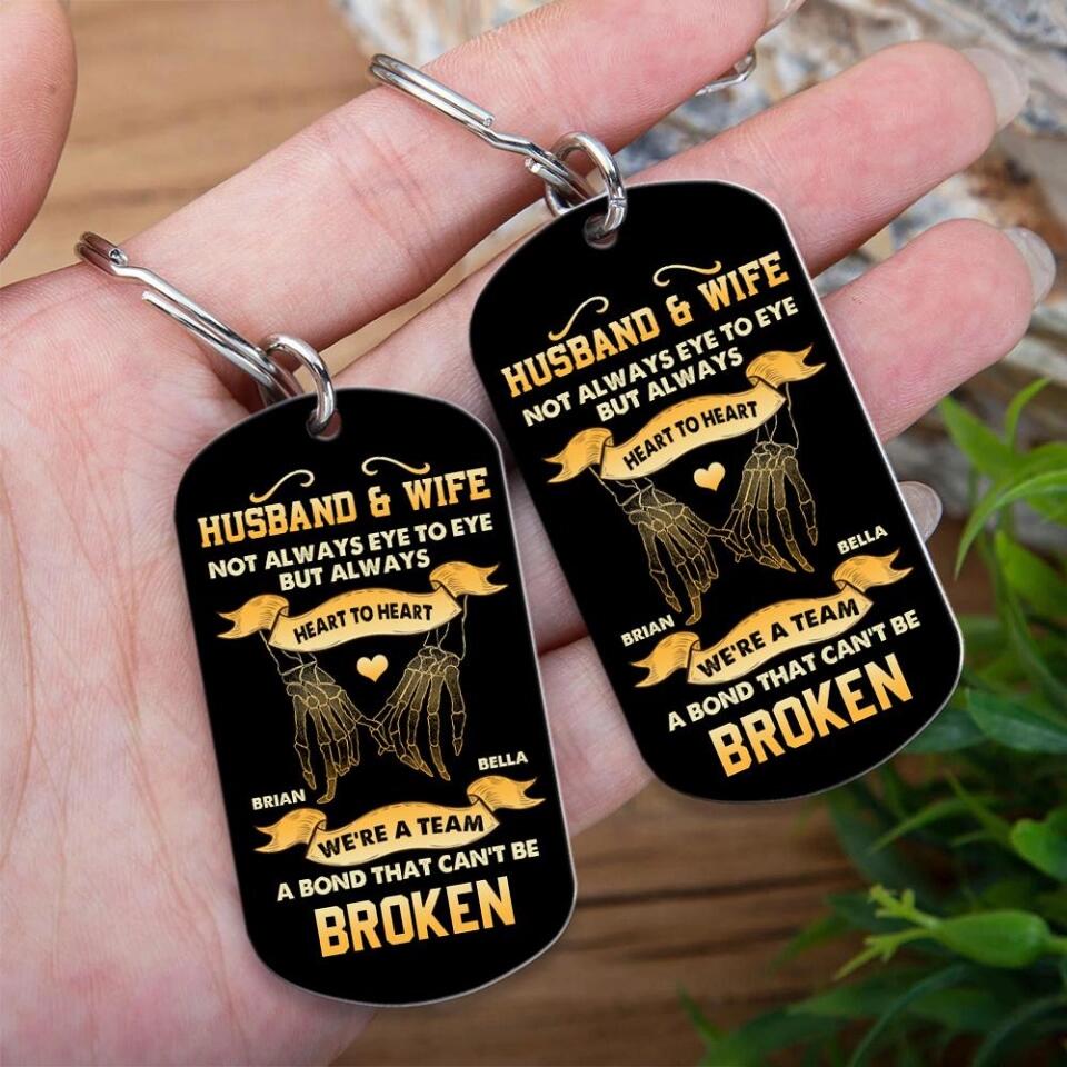 Husband And Wife Not Always Eye To Eye Heart To Heart - Personalized Couple Keychain - Gifts For Husband and Wife Parents - 209IHPTHKC233
