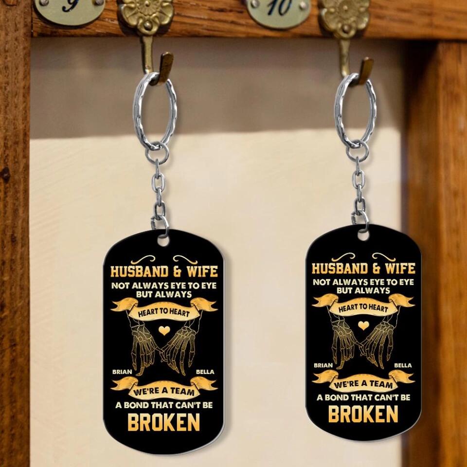 Husband And Wife, Not Always Eye To Eye But Always Heart To Heart - Personalized Keychain