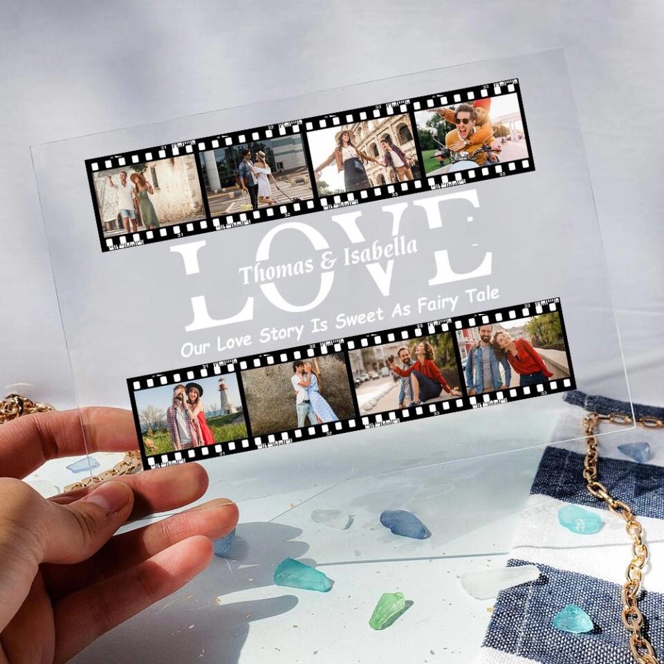 Our Love Story Is Sweet As Fairy Tale - Personalized Acrylic Plaque - Gift For Wedding Anniversary