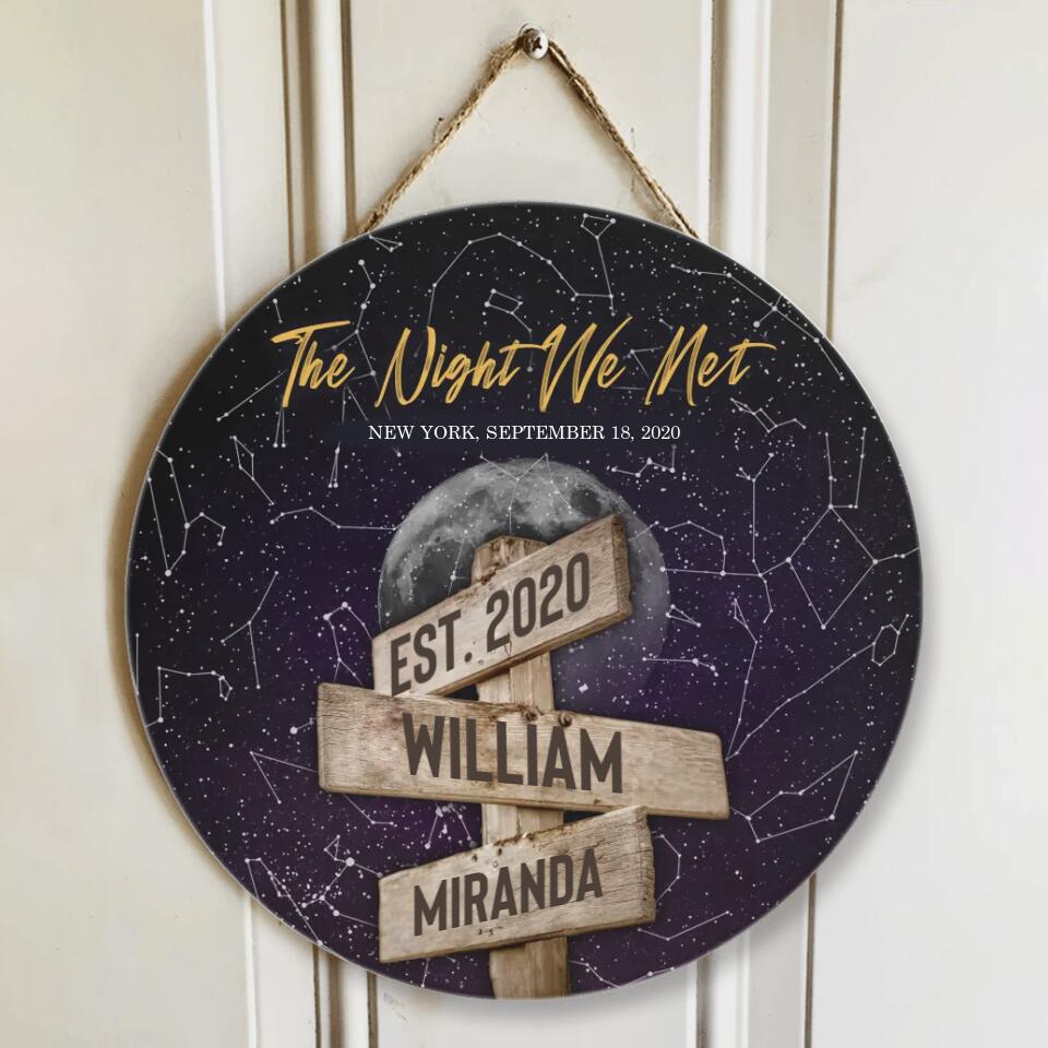 Couple Wooden Sign Personalized Valentine Gifts - The Night We Met Star Map Night Sky Custom Personalized Wooden Sign