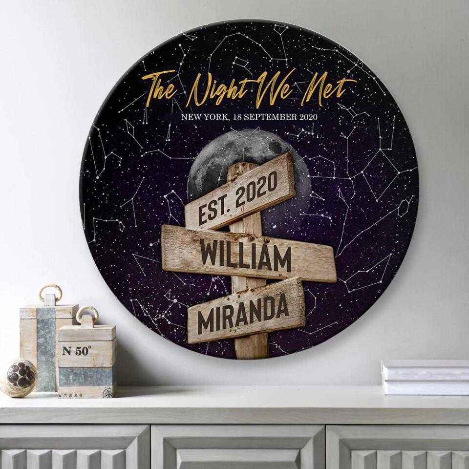 Couple Wooden Sign Personalized Valentine Gifts - The Night We Met Star Map Night Sky Custom Personalized Wooden Sign