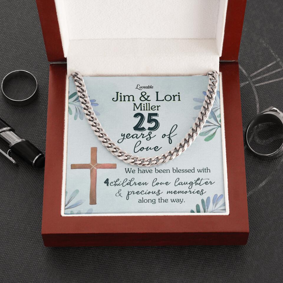 Wedding Anniversary Gift for Husband - Personalized Meaningful Message Card w/ Necklace 206HNTHJE142