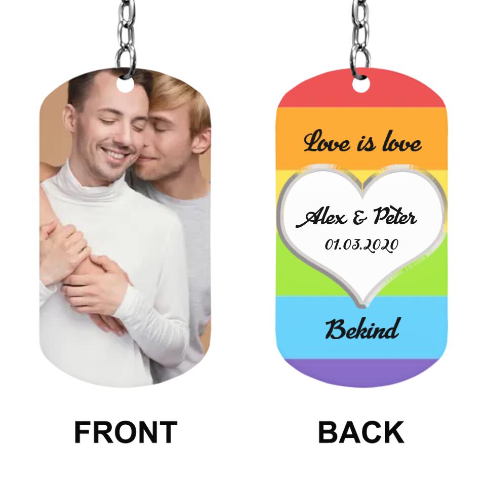 Love Is Love, Bekind - Personalized Keychain - Gift Ideas For LGBT Couple