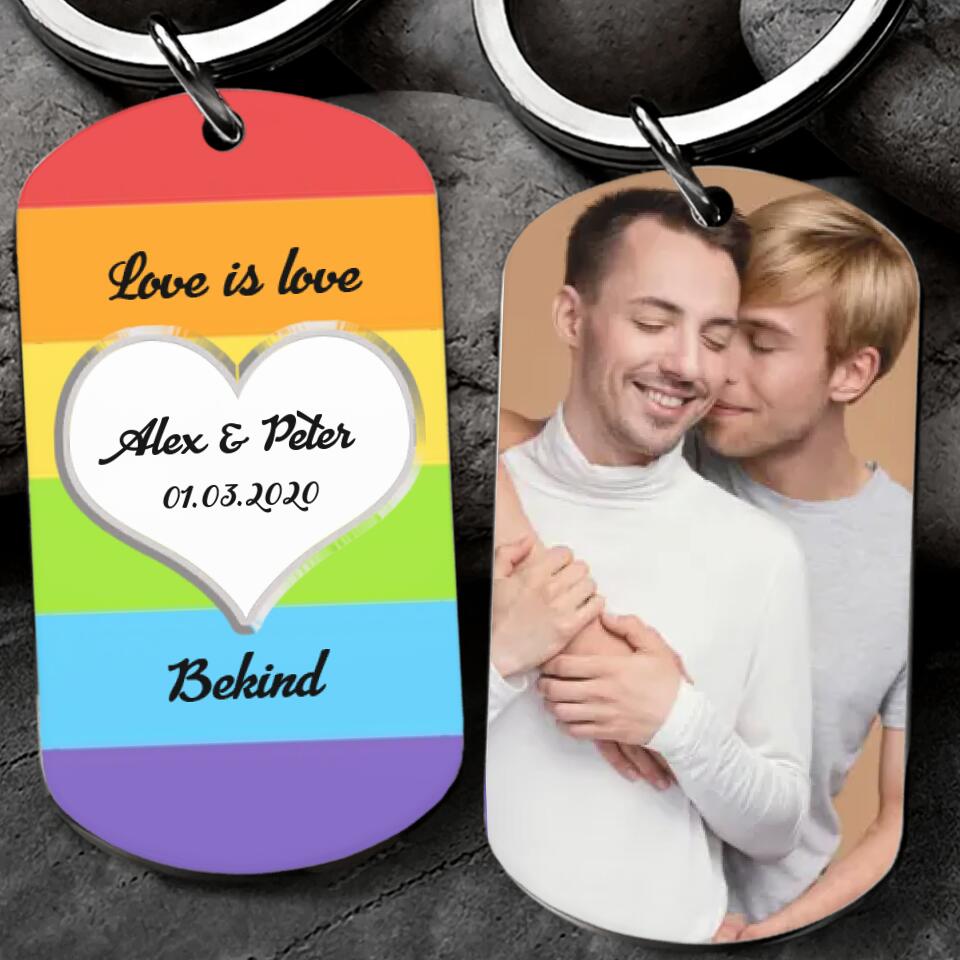 Love Is Love, Bekind - Personalized Keychain - Gift Ideas For LGBT Couple