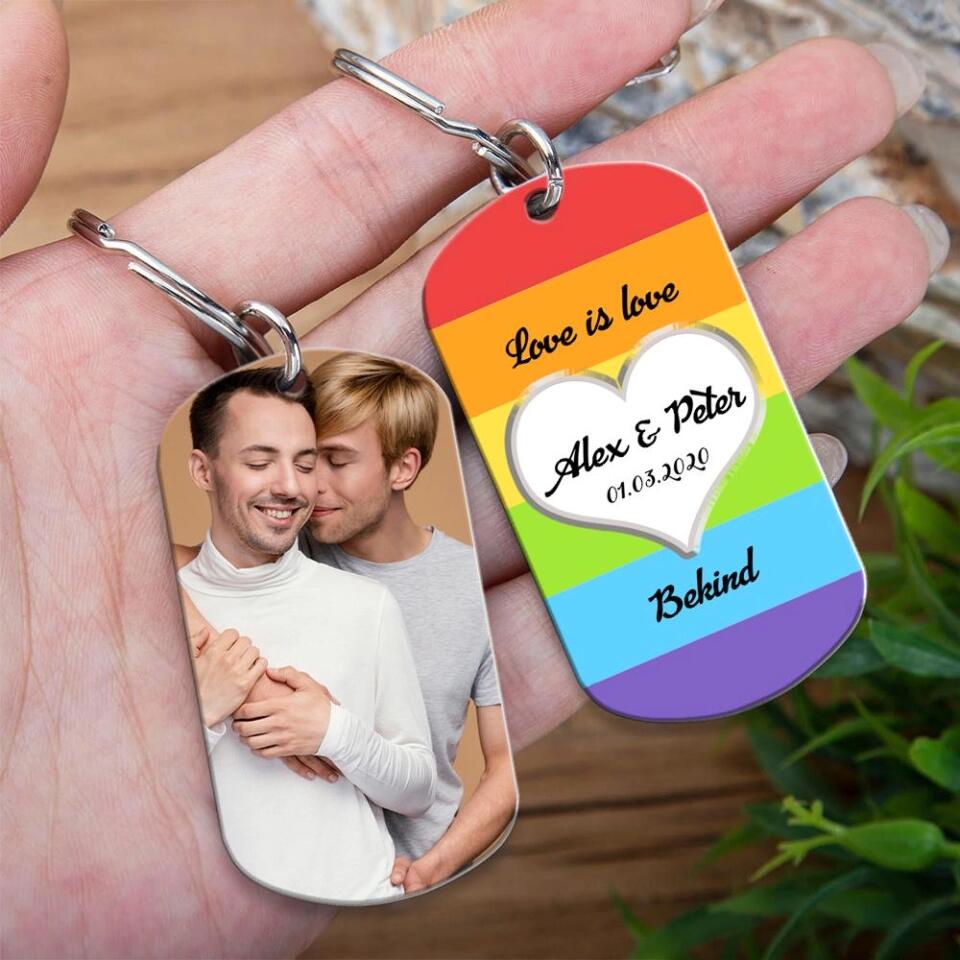 Love Is Love, Bekind - Personalized Keychain - Gift Ideas For LGBT Couple