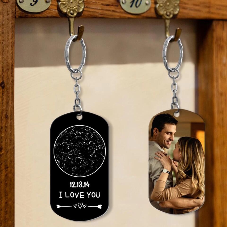 I Love You Personalized Star Map Keychain
