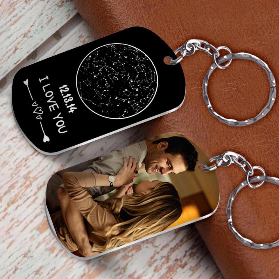 I Love You Personalized Star Map Keychain