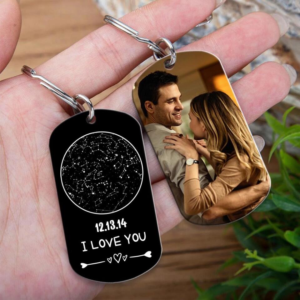 I Love You Personalized Star Map Keychain