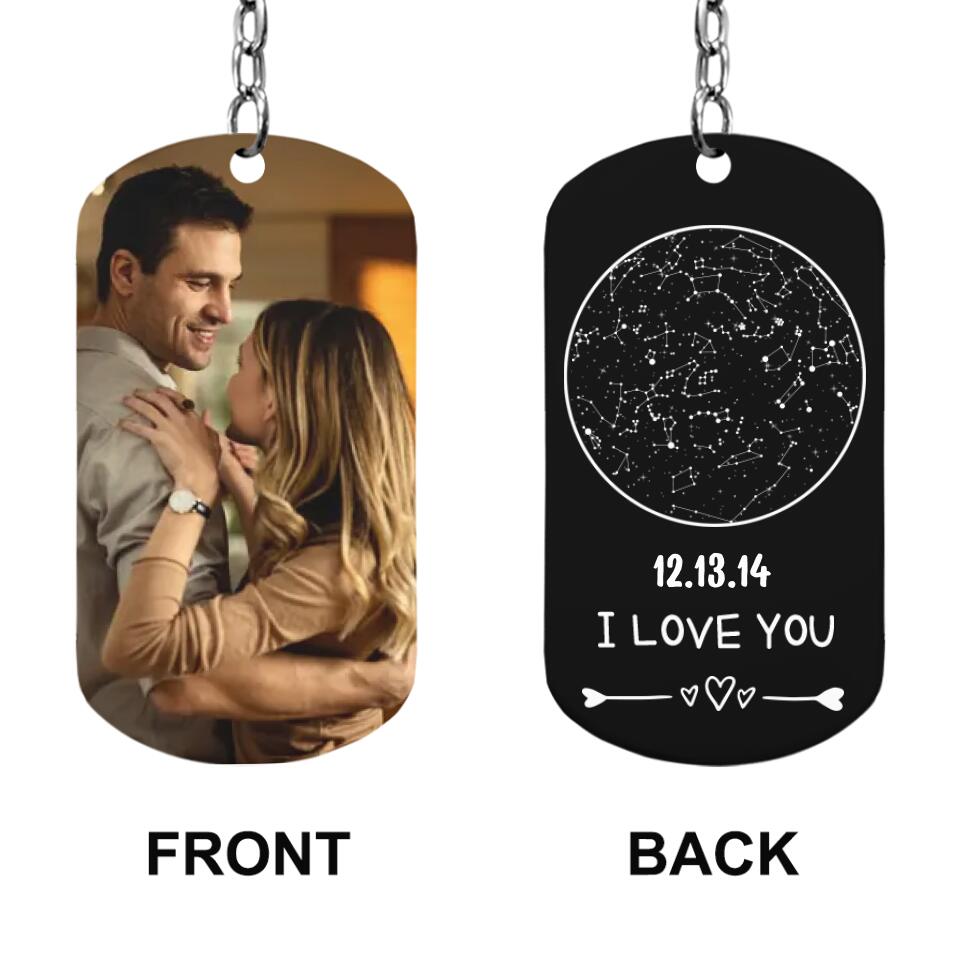 I Love You Personalized Star Map Keychain