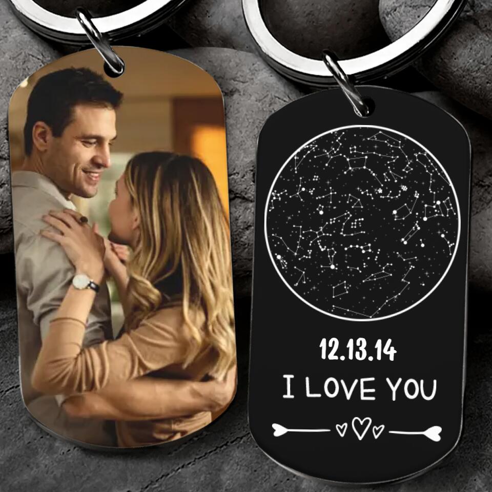 I Love You Personalized Star Map Keychain