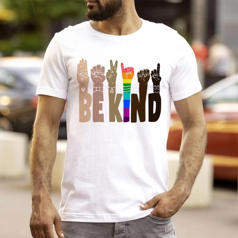 Be Kind Rainbow Sign Language Shirt LGBT Pride Gifts