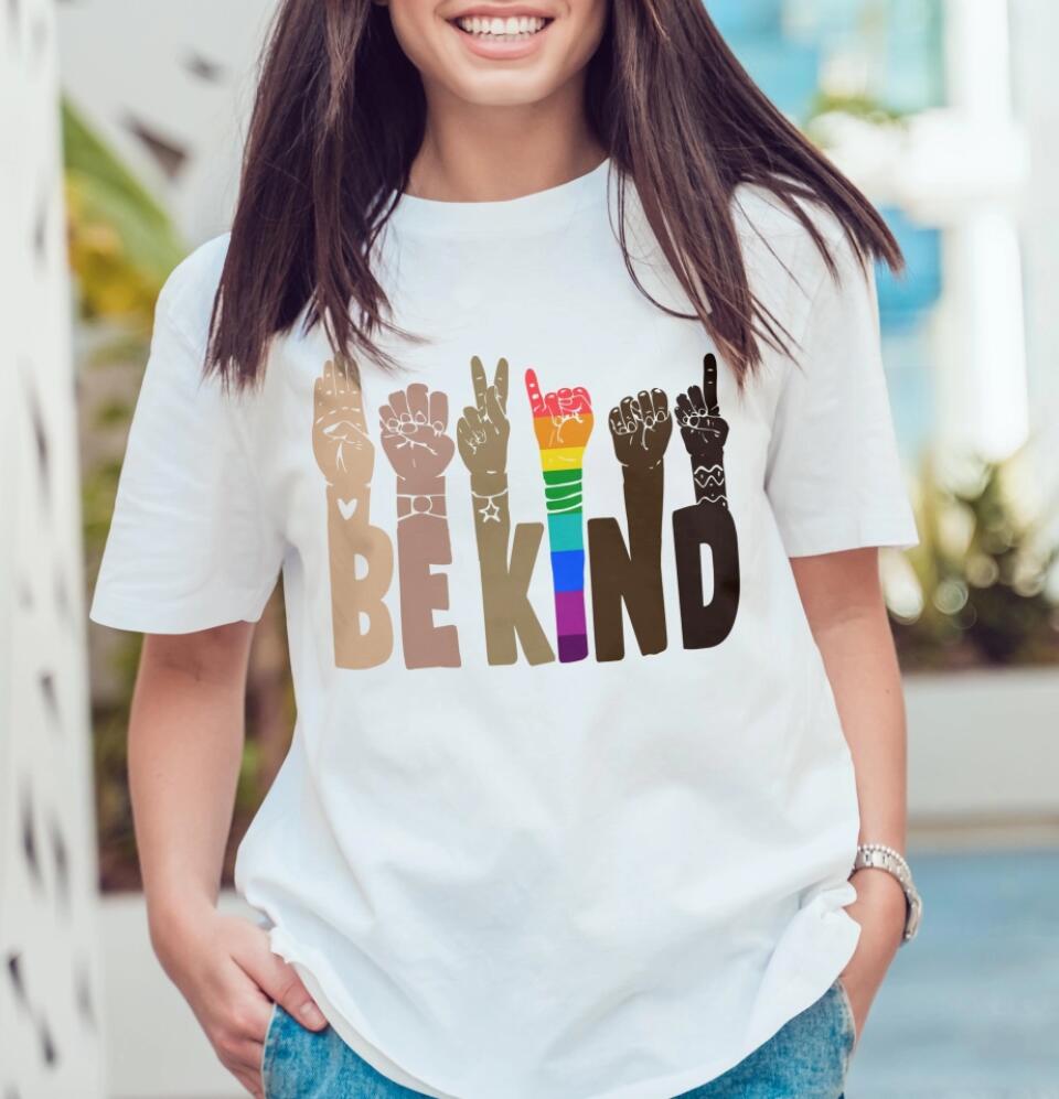 Be Kind Rainbow Shirt, Be Kind Sign Language Shirt, Be Kind Shirt, LGBT Shirt, Anti-Racism Shirt, Kindness Shirt,Love Shirt Sign Language - 209IHNTHTS614