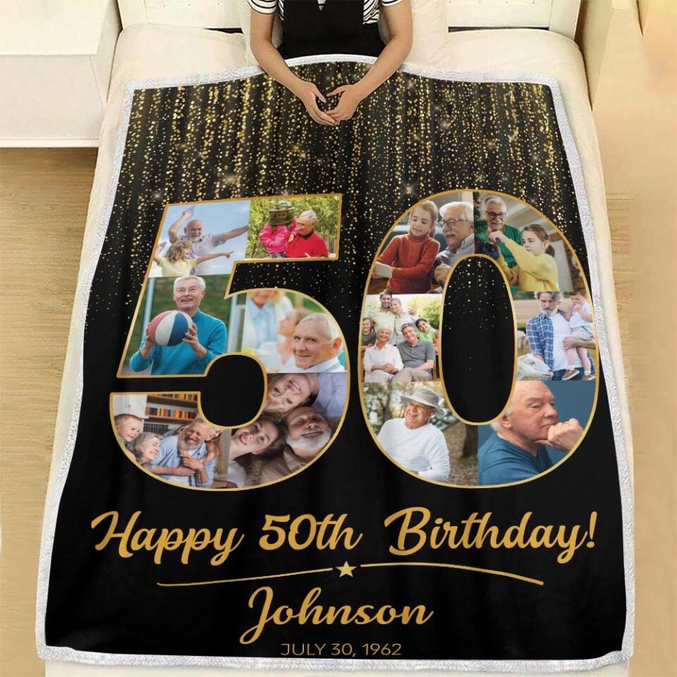 Happy 50th Birthday - Personalized Blanket
