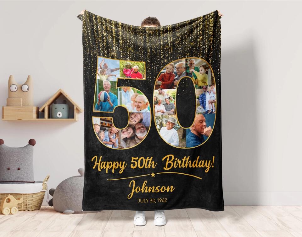 Happy 50th Birthday - Personalized Blanket