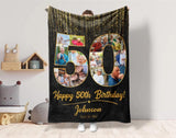Happy 50th Birthday - Personalized Blanket - Happy Birthday Gifts for Dad Mom Grandparents - 209IHPTHBL245