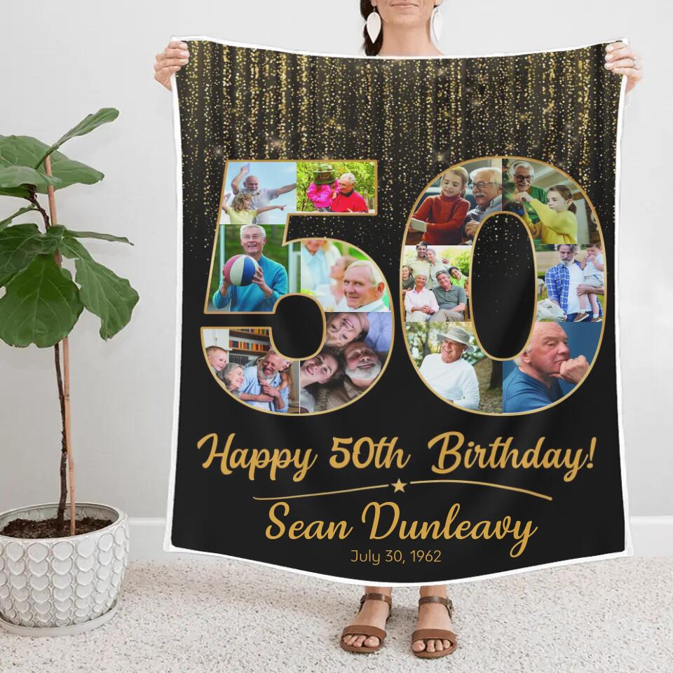 Happy 50th Birthday - Personalized Blanket