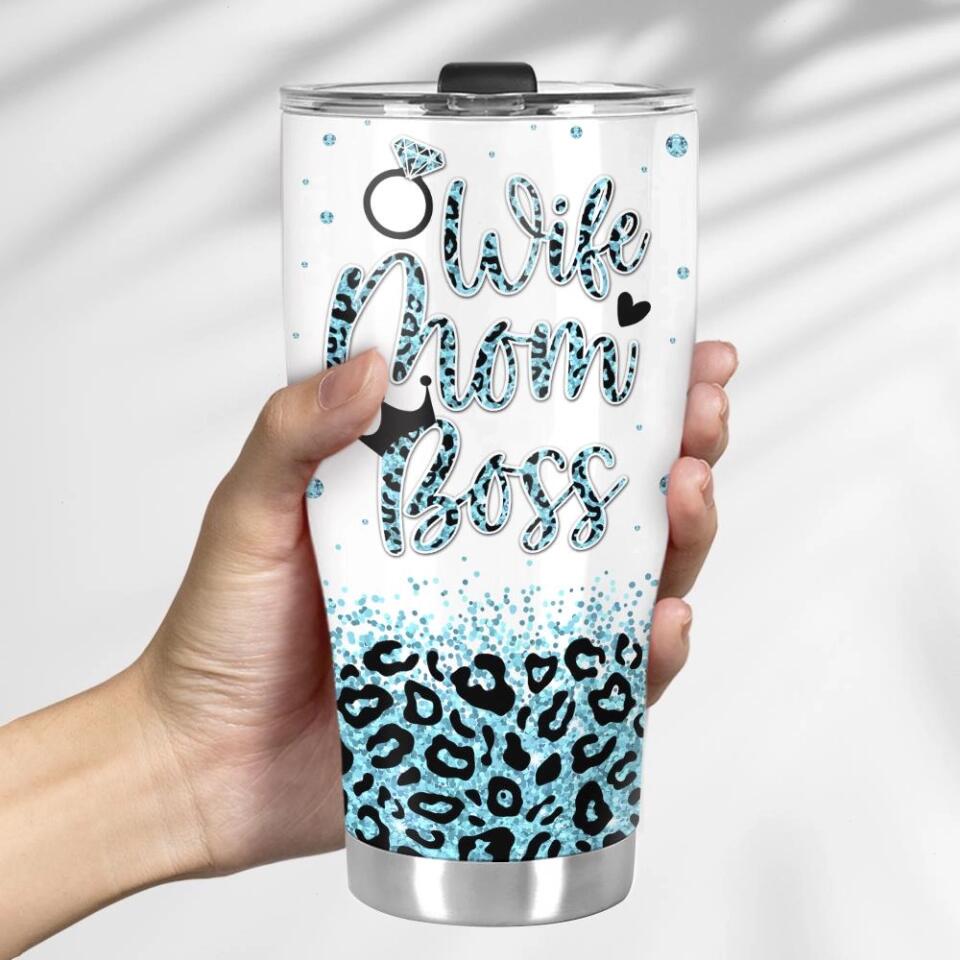 Wife Mom Boss Vintage Retro Style - Personalized Curved Tumbler