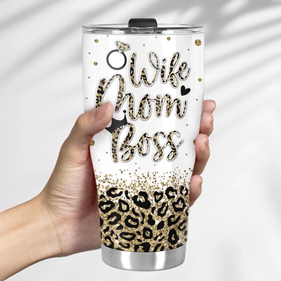 Wife Mom Boss Vintage Retro Style - Personalized Curved Tumbler