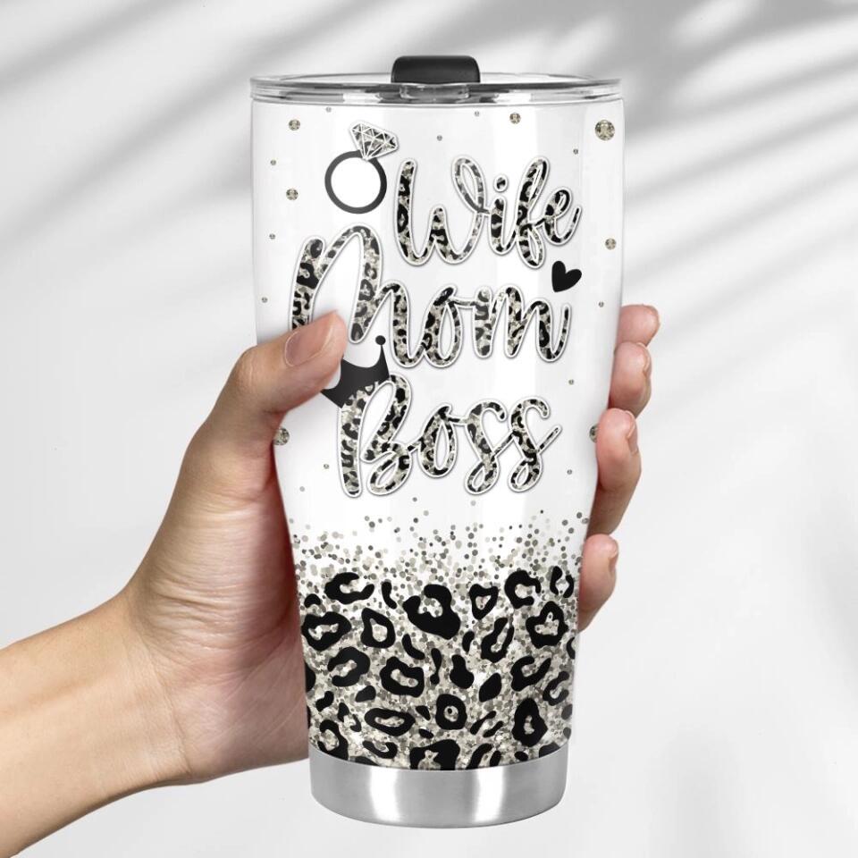 Wife Mom Boss Vintage Retro Style - Personalized Curved Tumbler