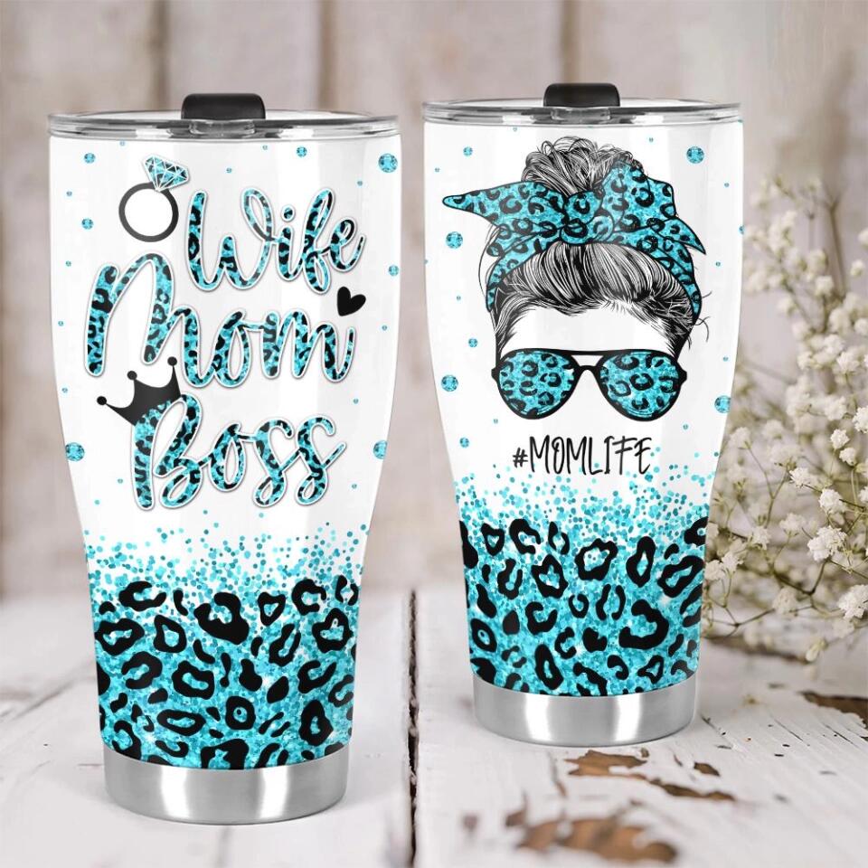 Wife Mom Boss Vintage Retro Style - Personalized Curved Tumbler
