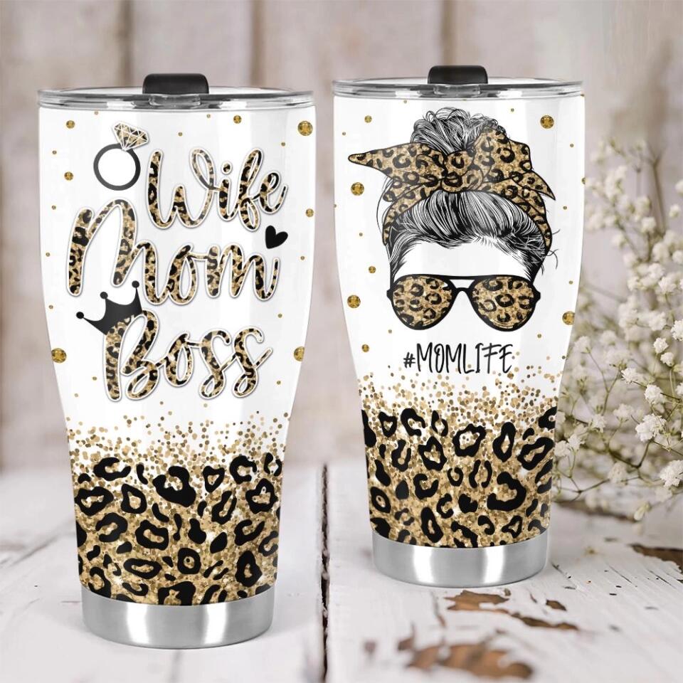 Wife Mom Boss Vintage Retro Style - Personalized Curved Tumbler