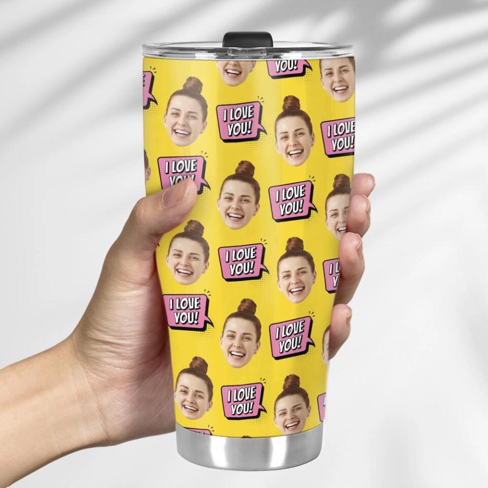 Custom Photo Background And Pattern - Personalized Curved Tumbler