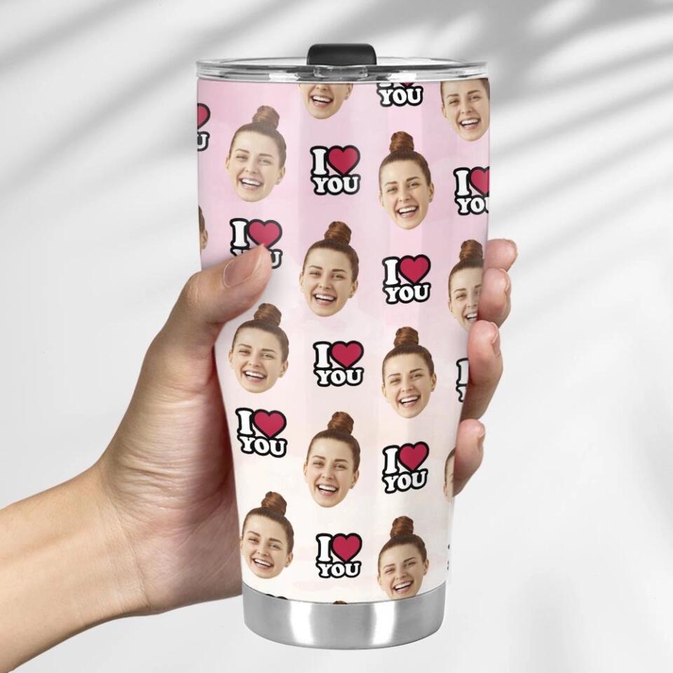 Custom Photo Background And Pattern - Personalized Curved Tumbler