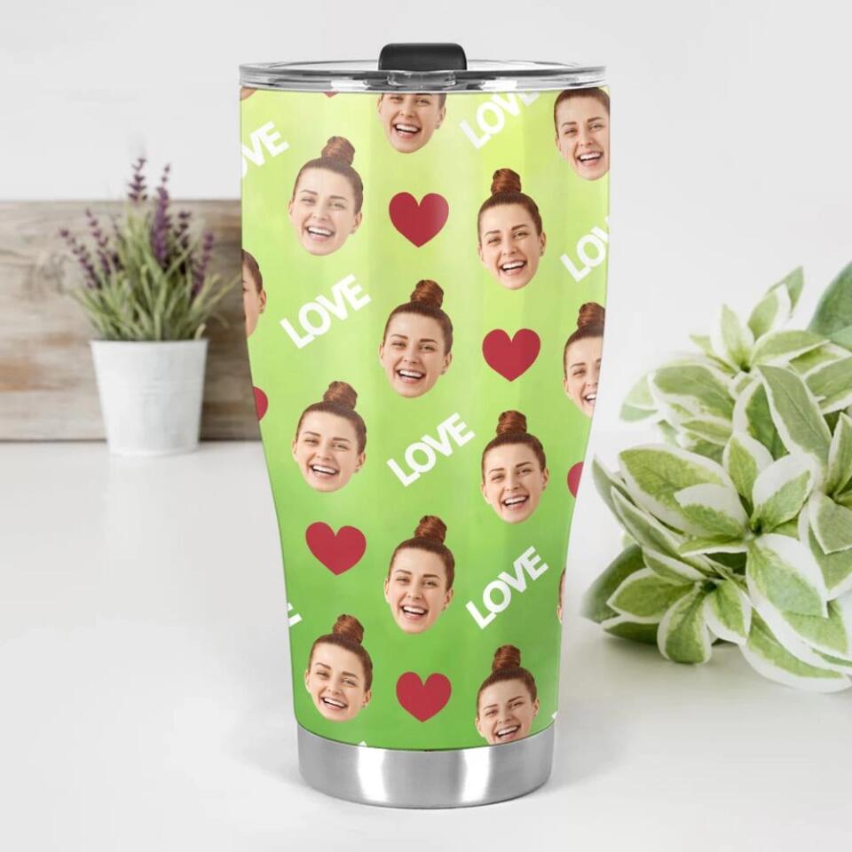 Custom Photo Background And Pattern - Personalized Curved Tumbler