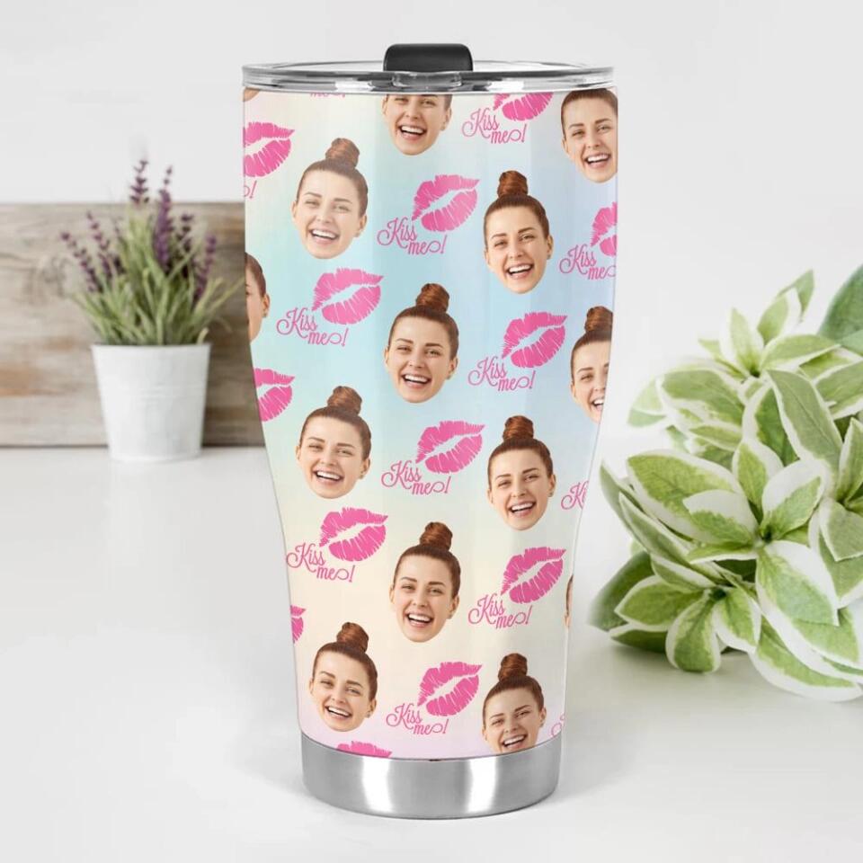 Custom Photo Background And Pattern - Personalized Curved Tumbler