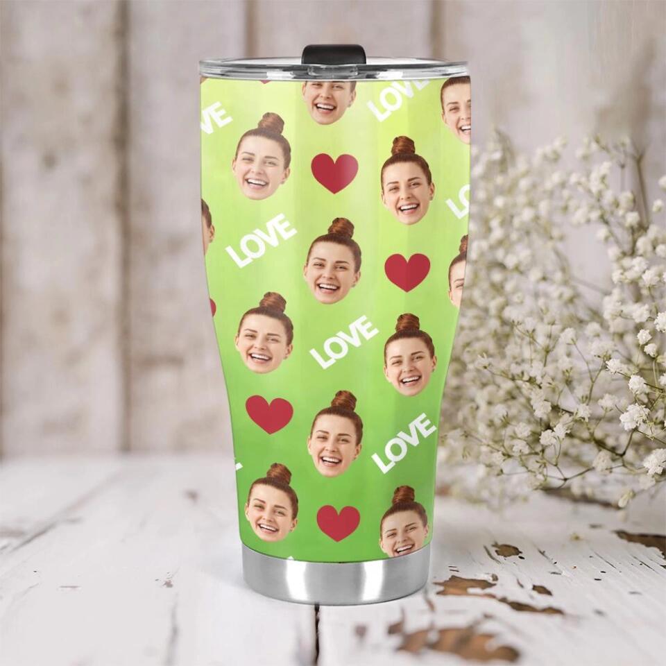 Custom Photo Background And Pattern - Personalized Curved Tumbler