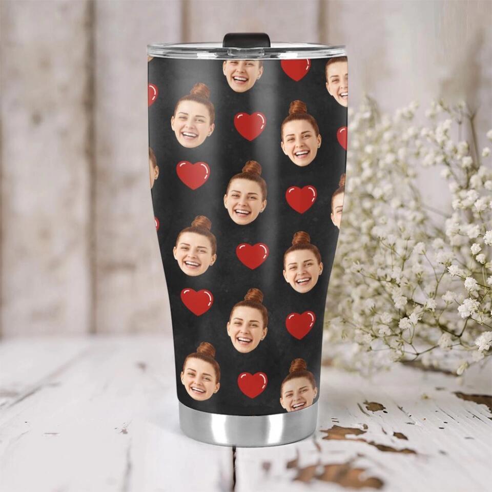 Custom Photo Background And Pattern - Personalized Curved Tumbler