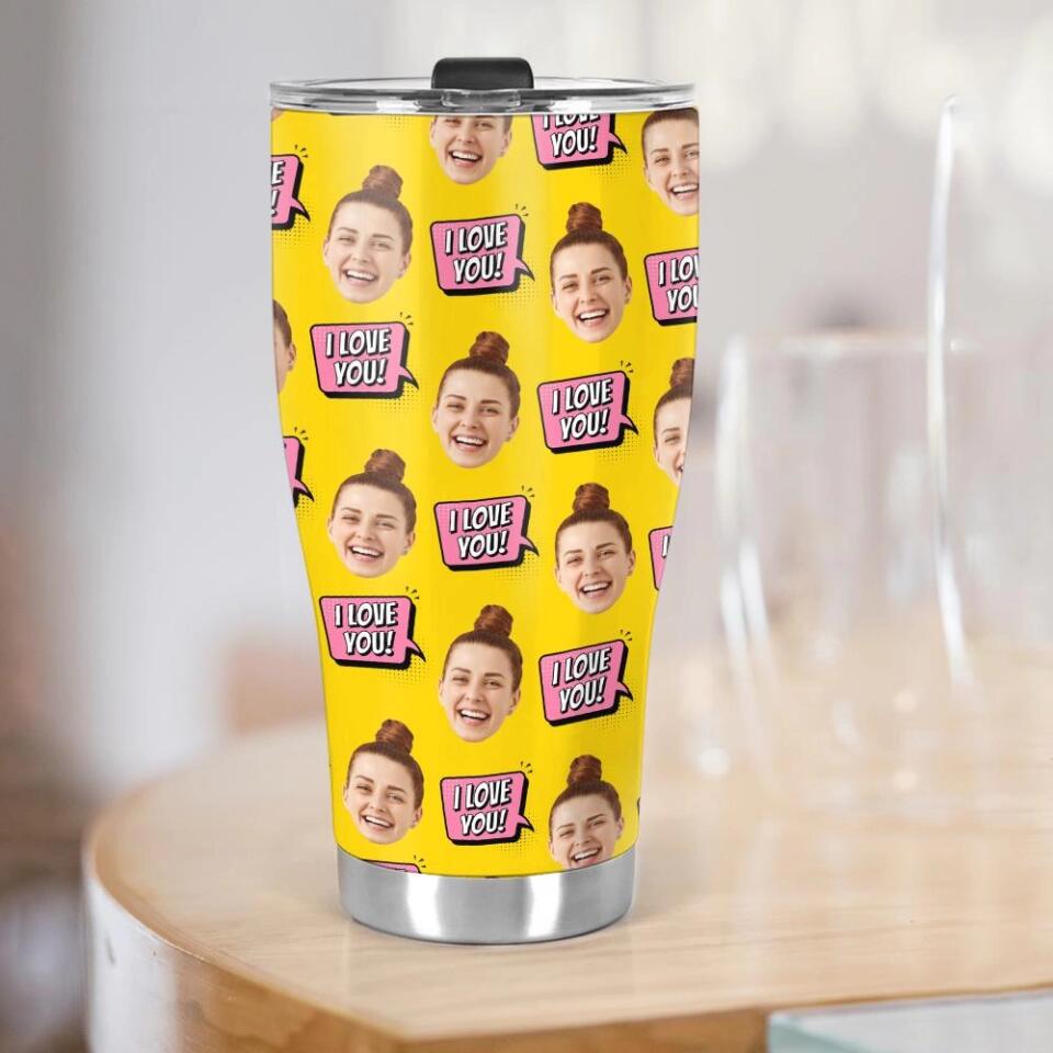 Custom Photo Background And Pattern - Personalized Curved Tumbler