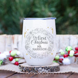 On Your First Christmas As Mr and Mrs - Personalized Couple Wine Tumbler -Gift for Wife, Husband, Girlfriend, Boyfriend On Valentine's Day, Anniversary, Birthday- 209IHPNPTU263