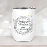 On Your First Christmas As Mr and Mrs - Personalized Couple Wine Tumbler -Gift for Wife, Husband, Girlfriend, Boyfriend On Valentine's Day, Anniversary, Birthday- 209IHPNPTU263