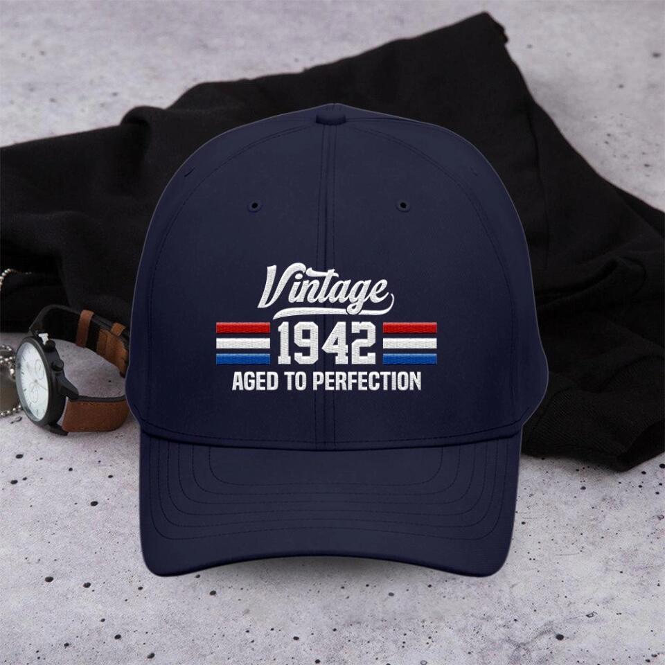 America Flag - Aged To Perfection Twill Cap - Best Birthday Gift for Men